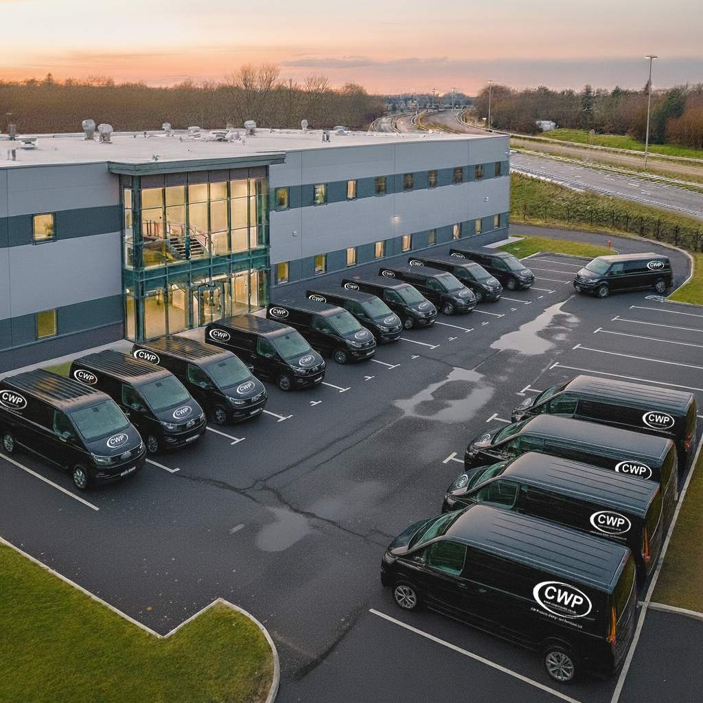 CW Projects vehicle fleet outside a commercial building